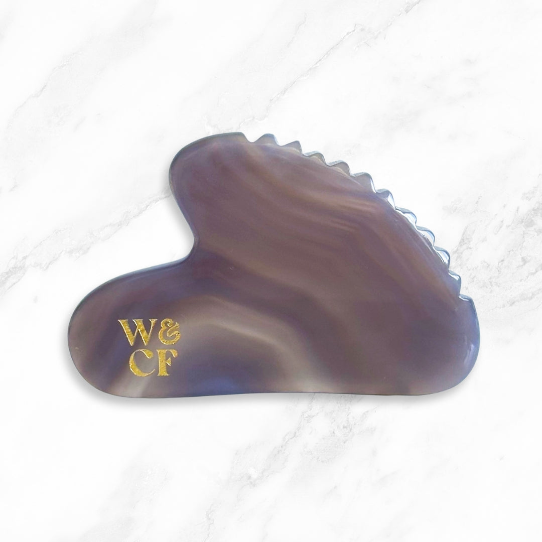 Grey Agate Gua Sha Massage Tool with Combed Edge - Wild & Cruelty Free Australia